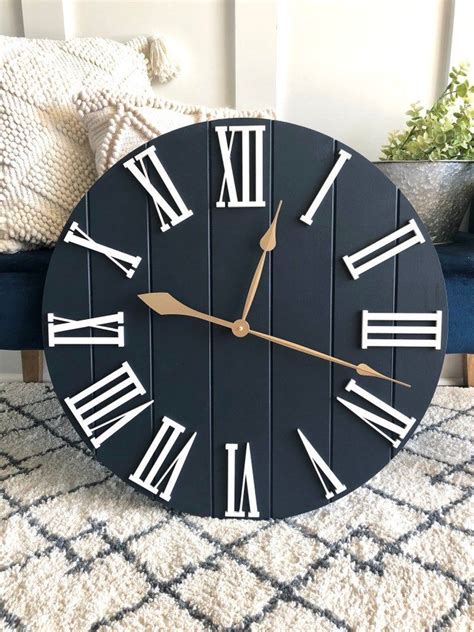 blue oversized wall clock|navy blue wall clock large.